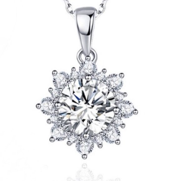 Jewelry - 925 Sterling Silver White Sapphire Pendant